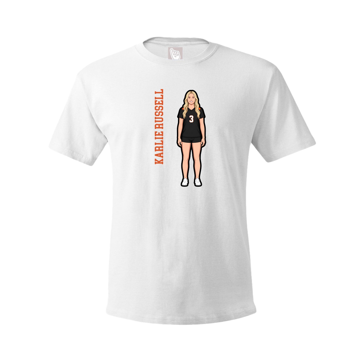 Youth Tee — Name Vertical in White