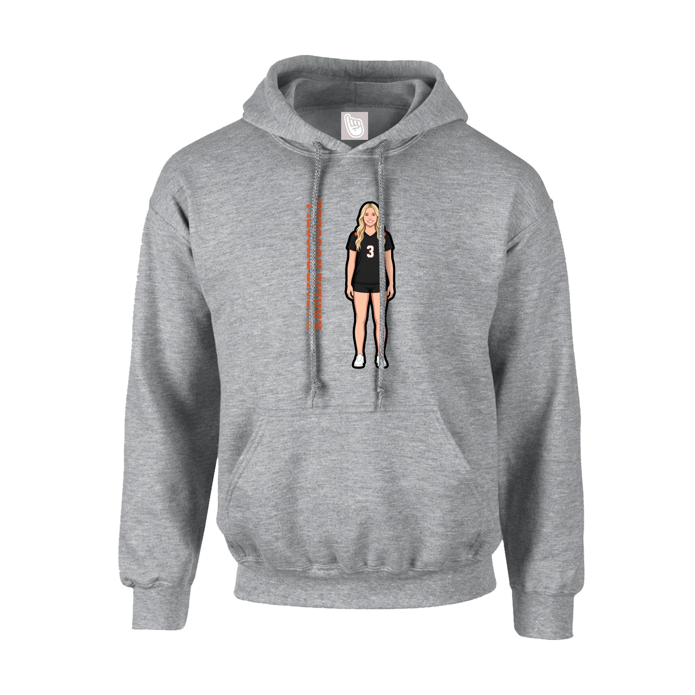 Youth Hoodie — Name Vertical in Grey