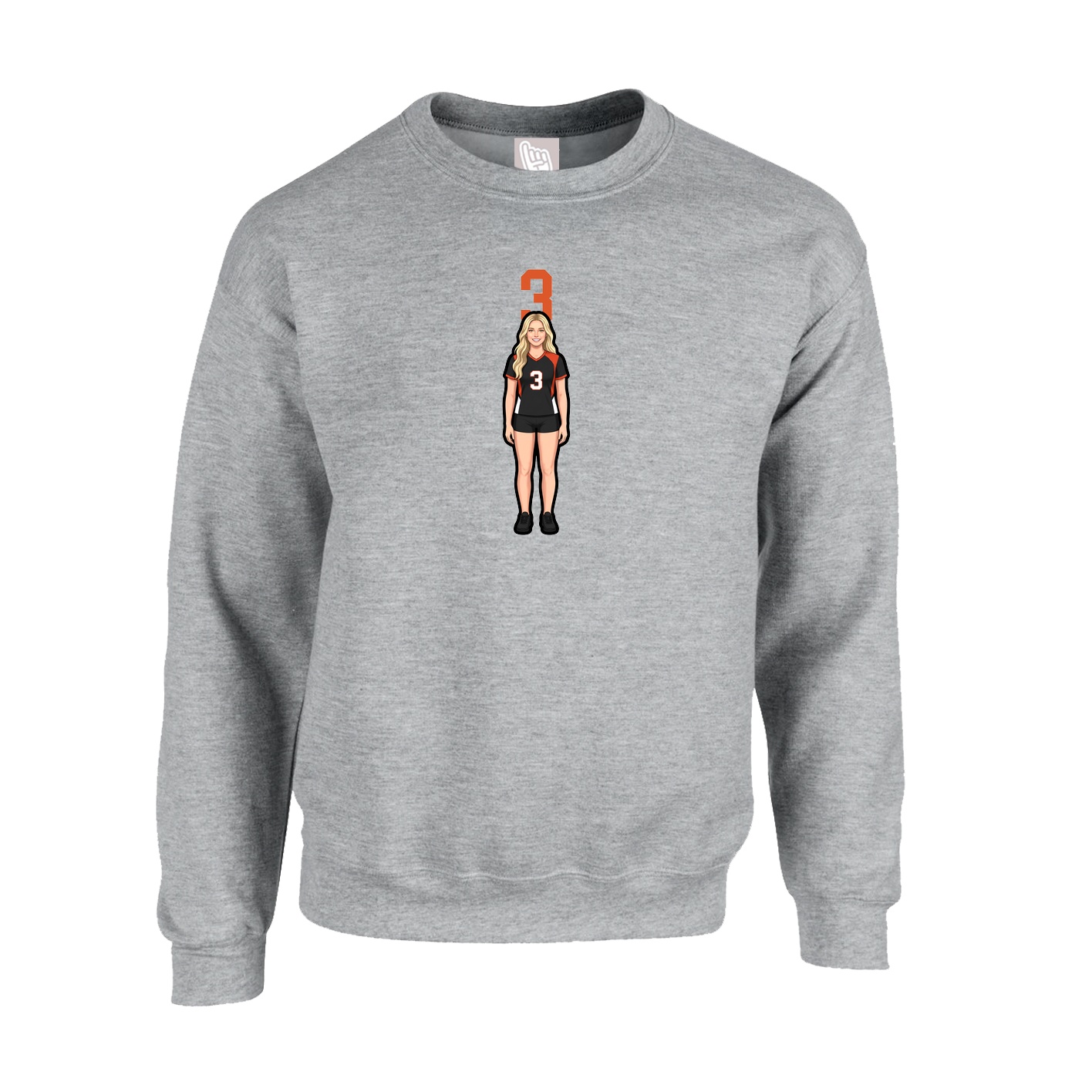 Fleece Crew — Number Top in Grey
