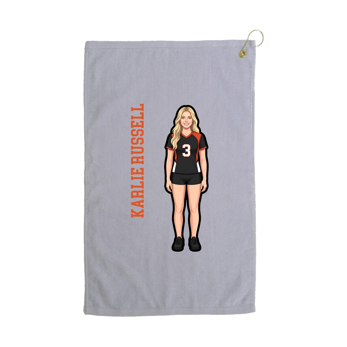Golf Towel — Name Vertical in Grey