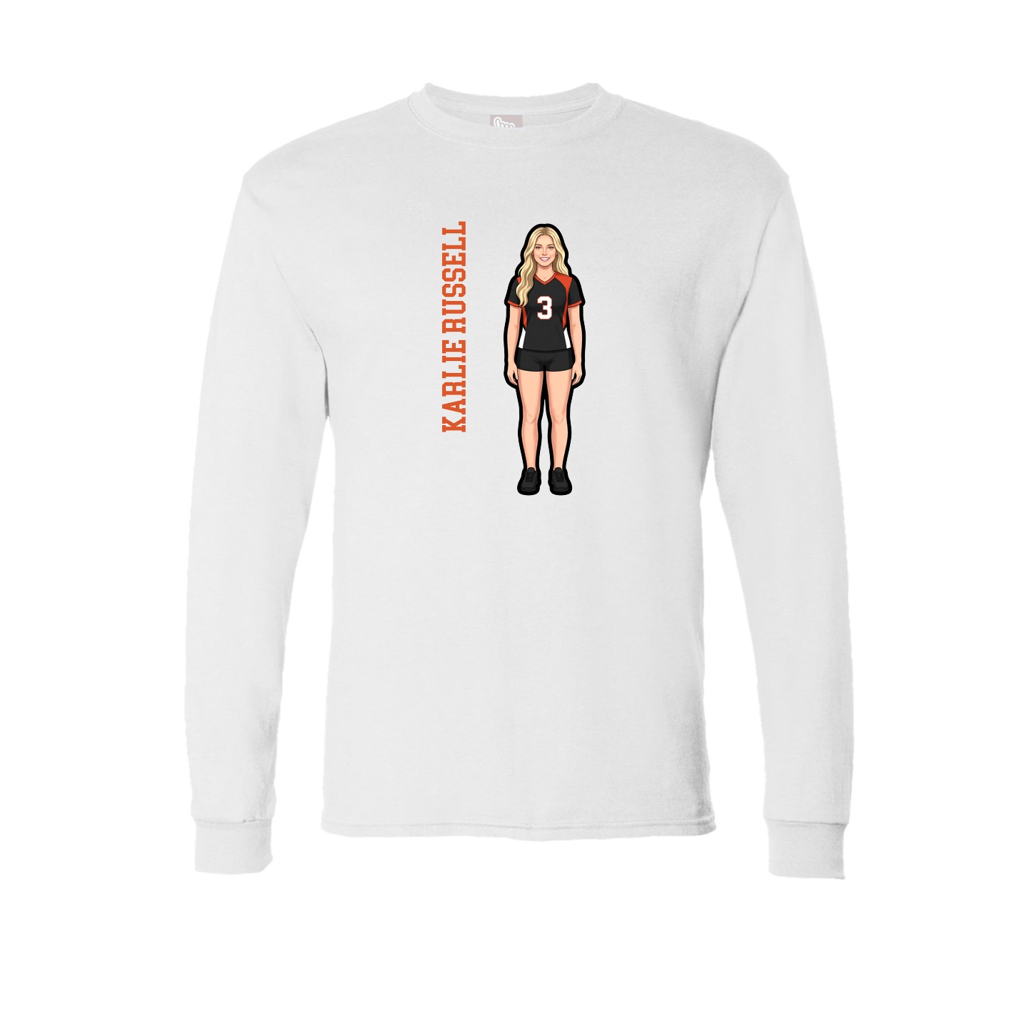 Long Sleeve Tee — Name Vertical in White