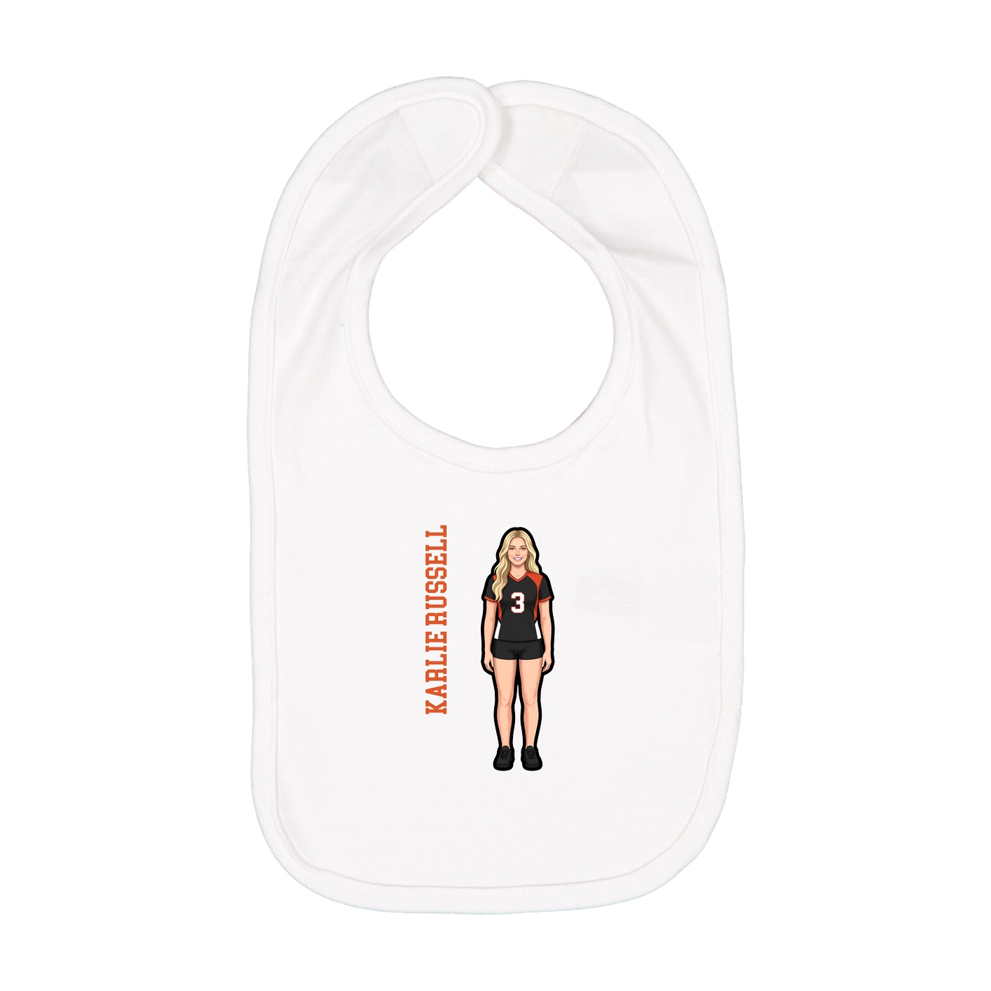 Infant Bib — Name Vertical in White