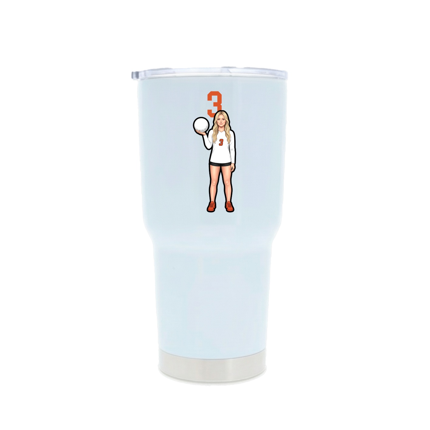 30oz Stainless Steel Tumbler — Number Top in White
