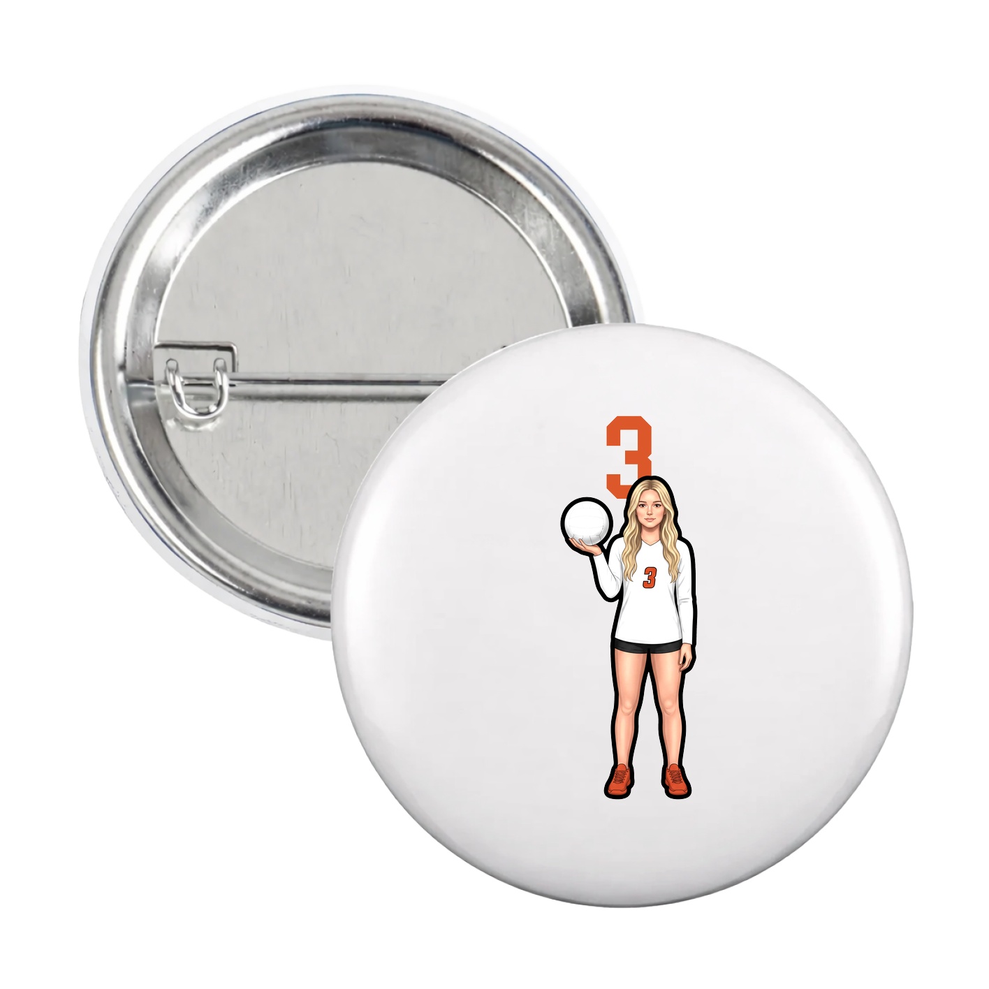 Game Day Button — Number Top in White