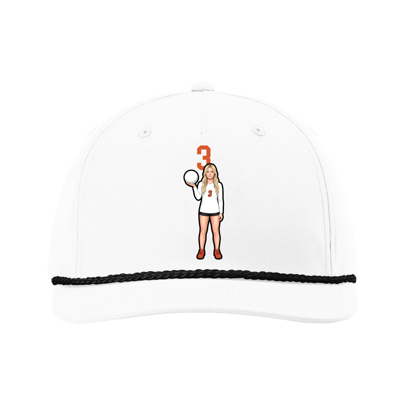 Five-Panel Classic Rope Cap — Number Top in White