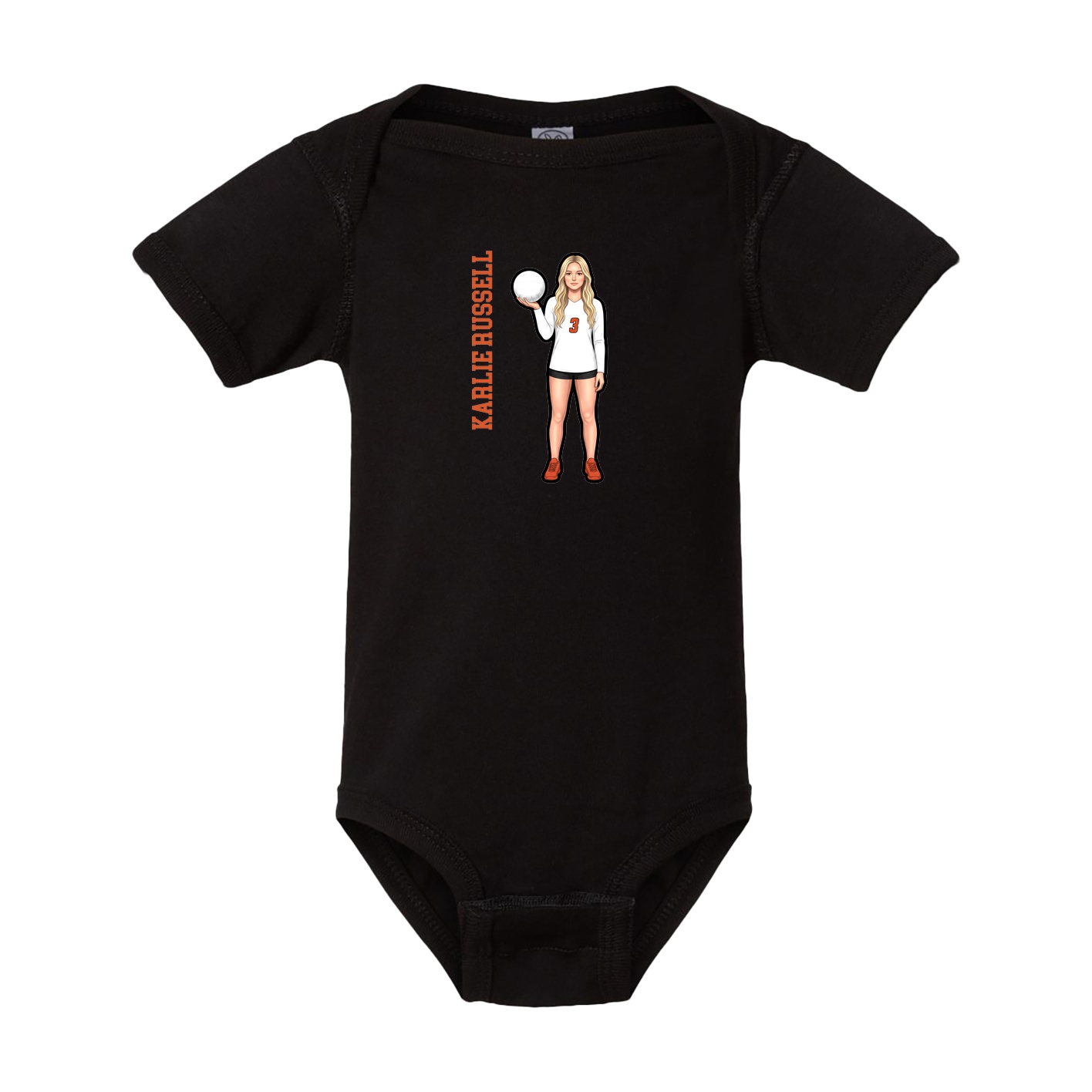 Baby Onesie — Name Vertical in Black