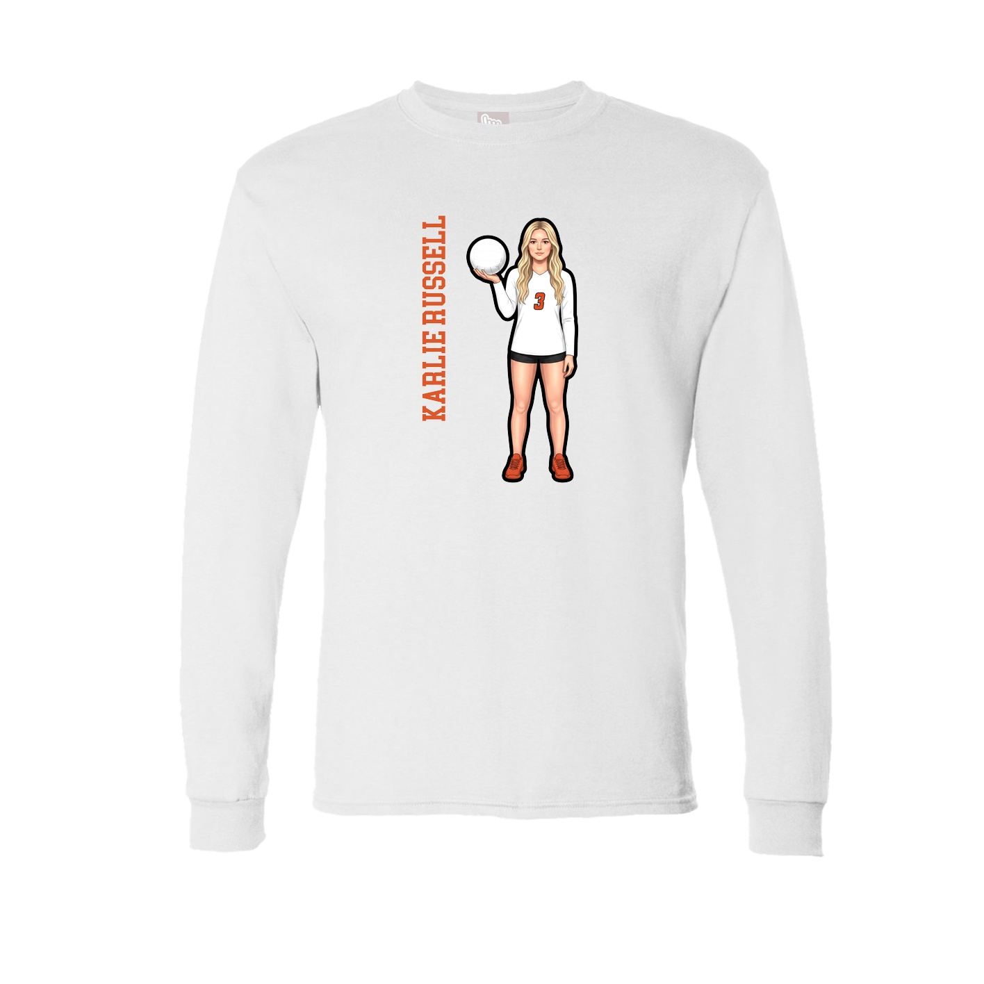 Long Sleeve Tee — Name Vertical in White