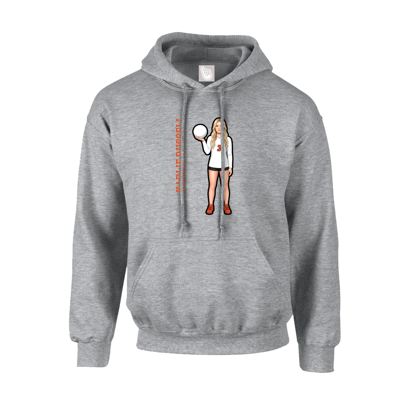 Youth Hoodie — Name Vertical in Grey