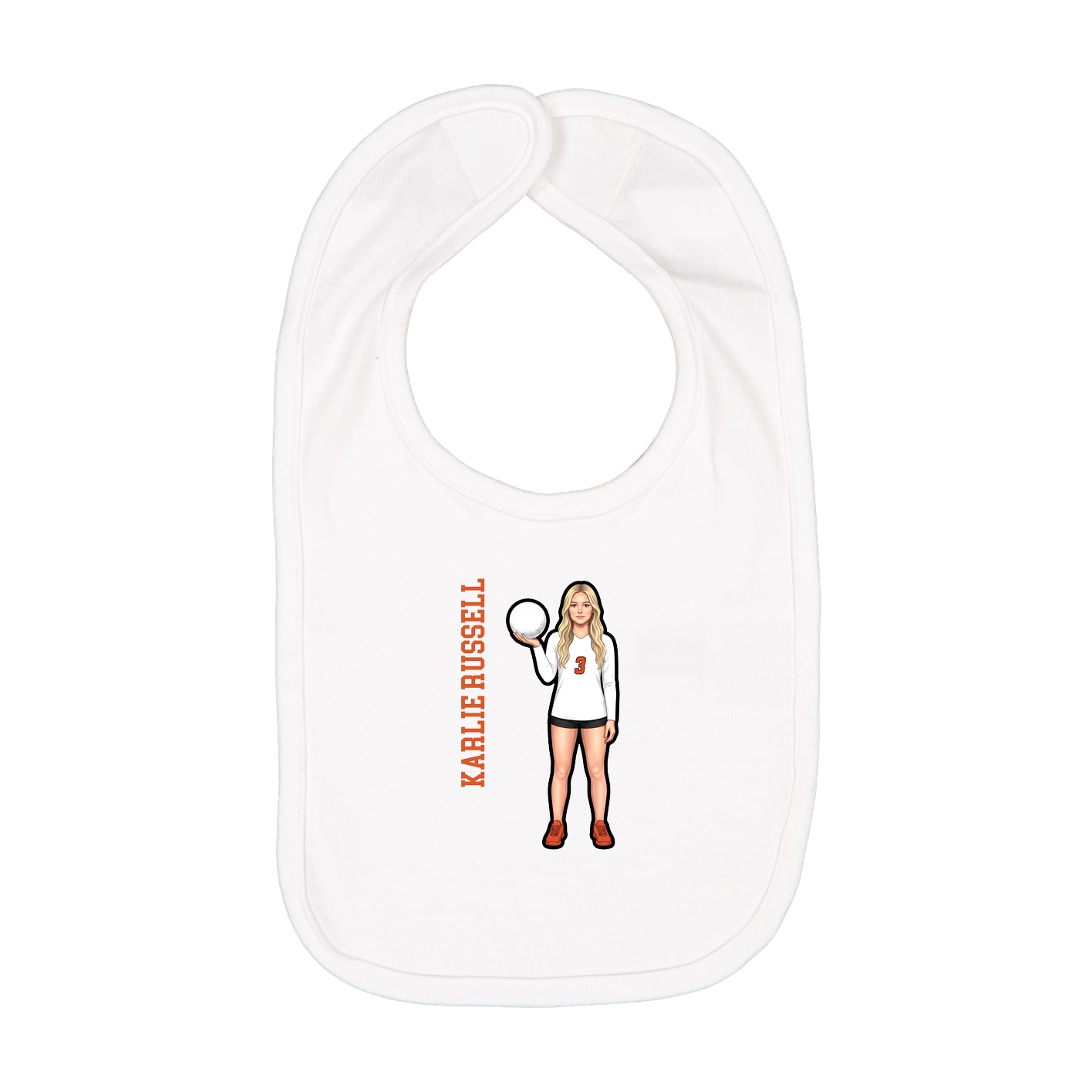 Infant Bib — Name Vertical in White
