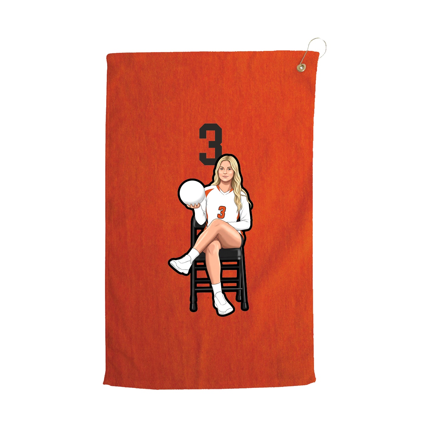 Golf Towel — Number Top in Orange