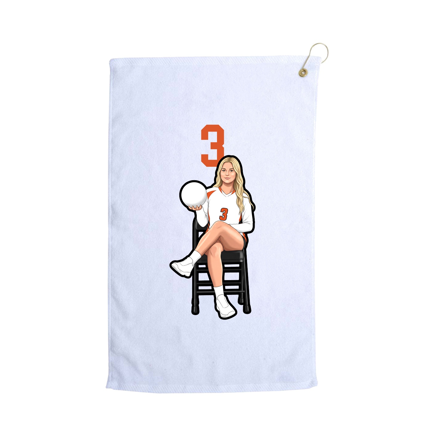 Golf Towel — Number Top in White