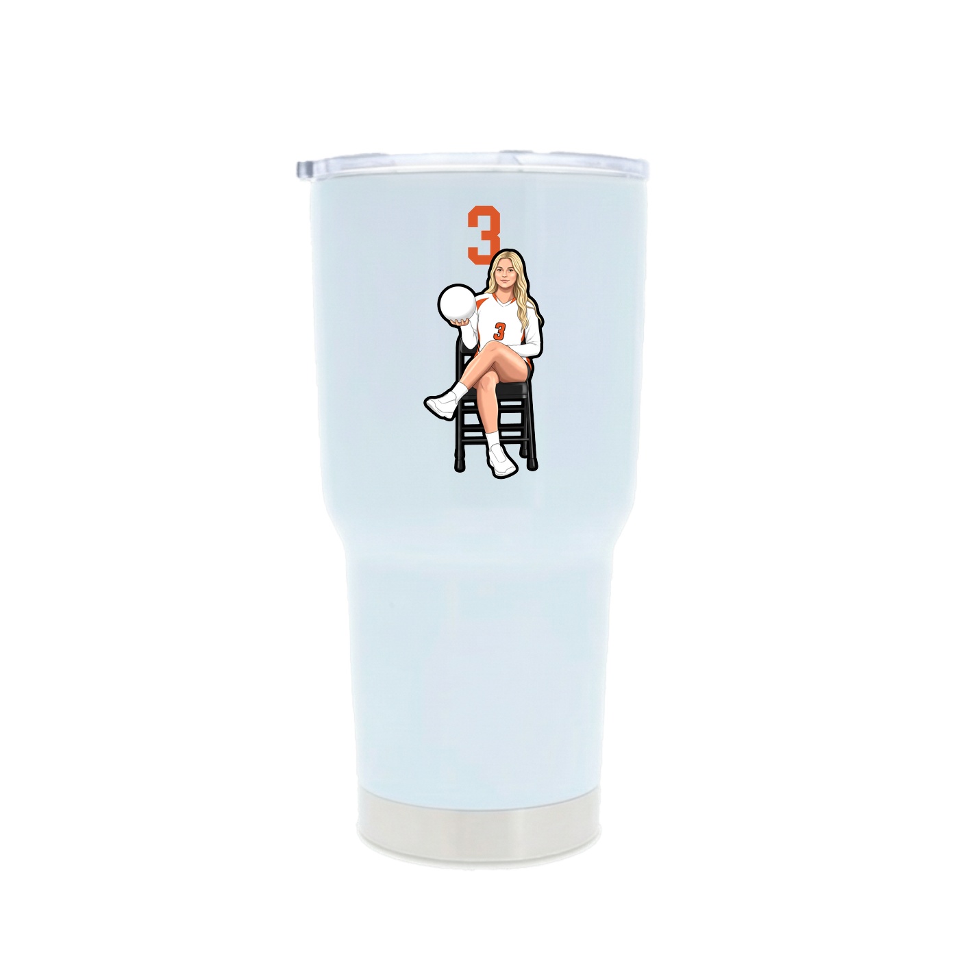 30oz Stainless Steel Tumbler — Number Top in White