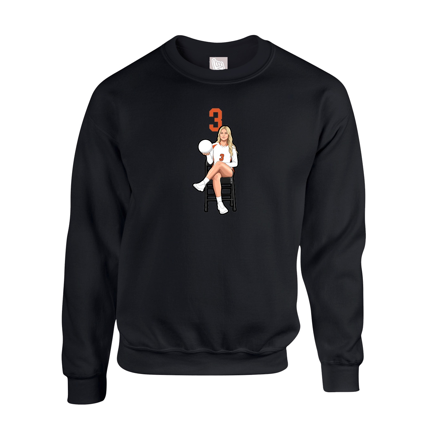 Fleece Crew — Number Top in Black