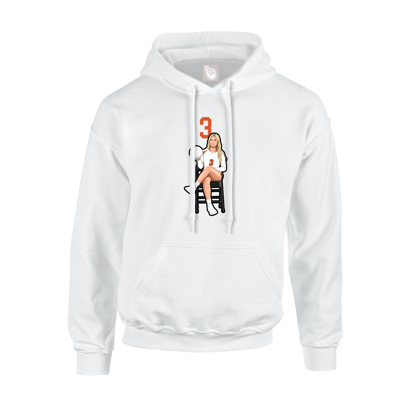 Youth Hoodie — Number Top in White