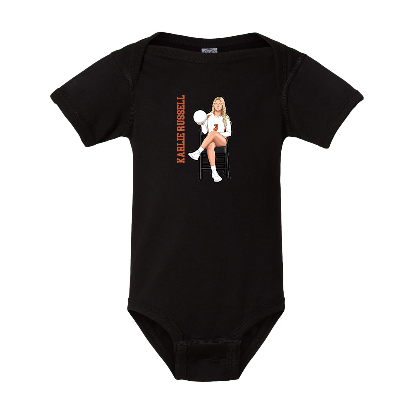 Baby Onesie — Name Vertical in Black