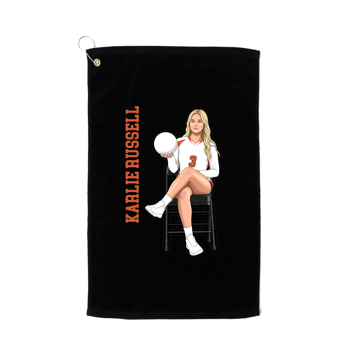 Golf Towel — Name Vertical in Black