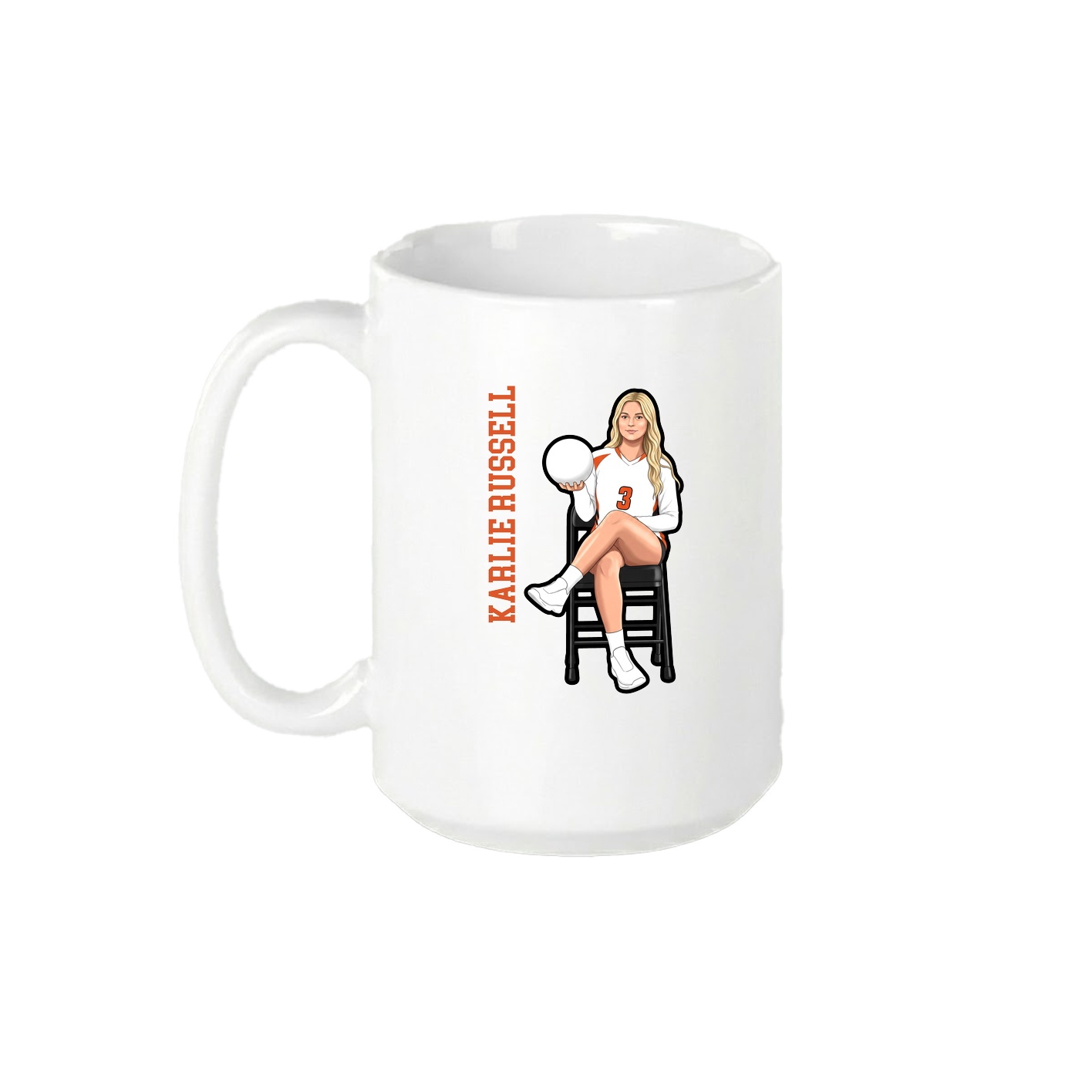15oz Coffee Mug — Name Vertical in White