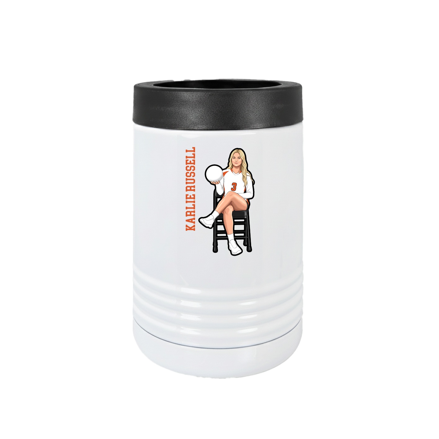 Beverage Holder — Name Vertical in White
