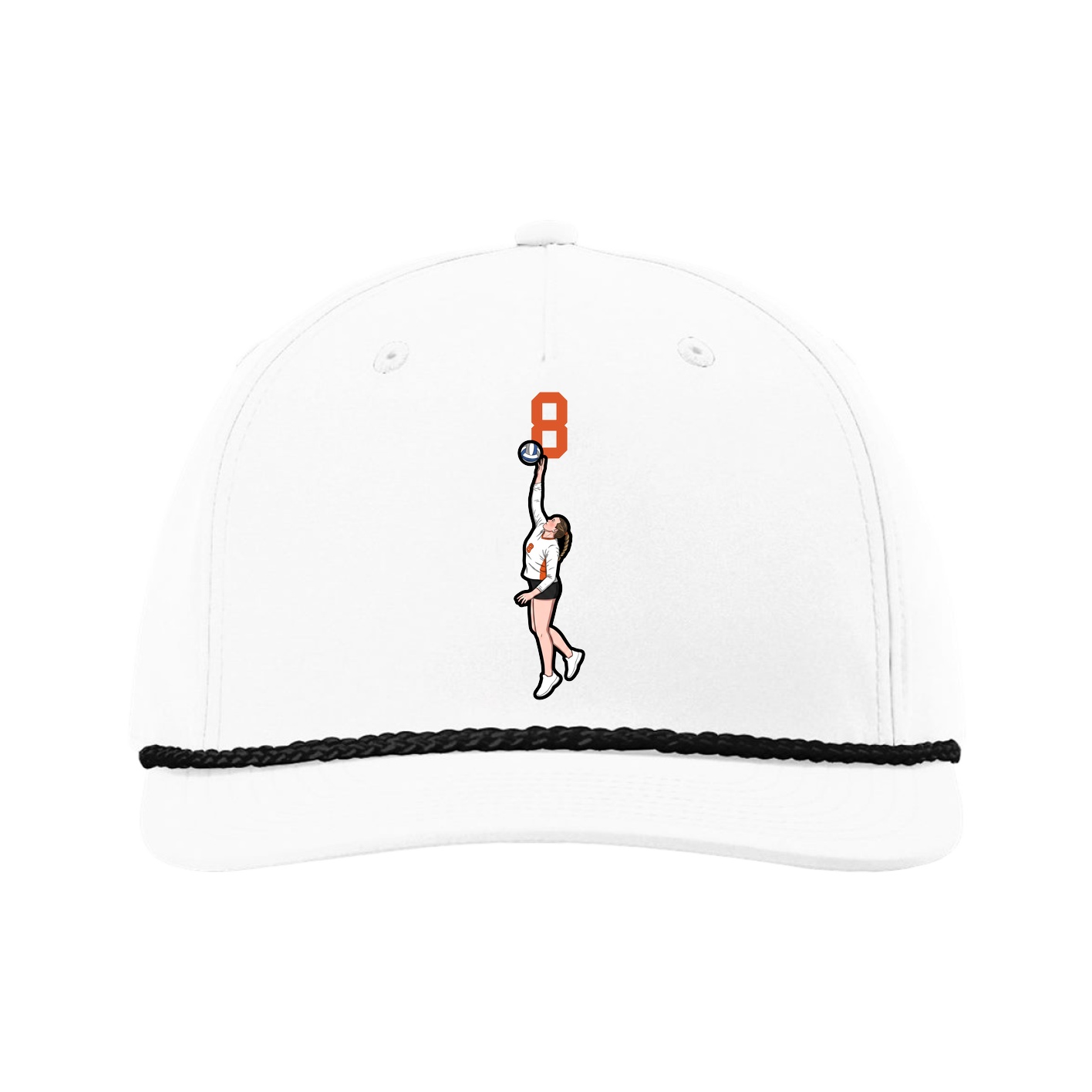Five-Panel Classic Rope Cap — Number Top in White