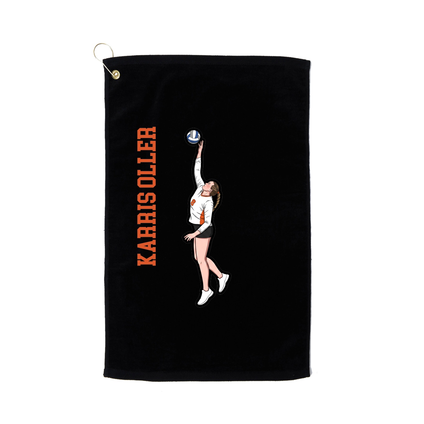 Golf Towel — Name Vertical in Black