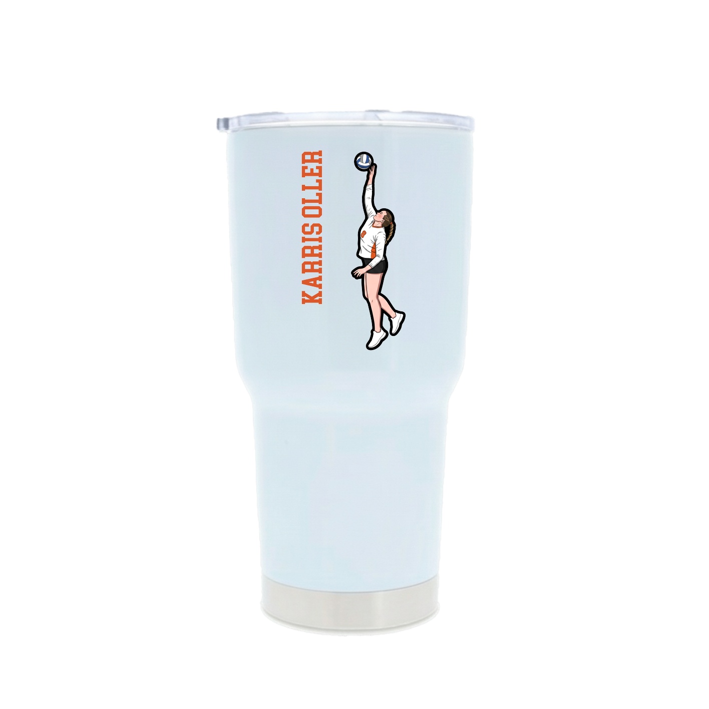 30oz Stainless Steel Tumbler — Name Vertical in White