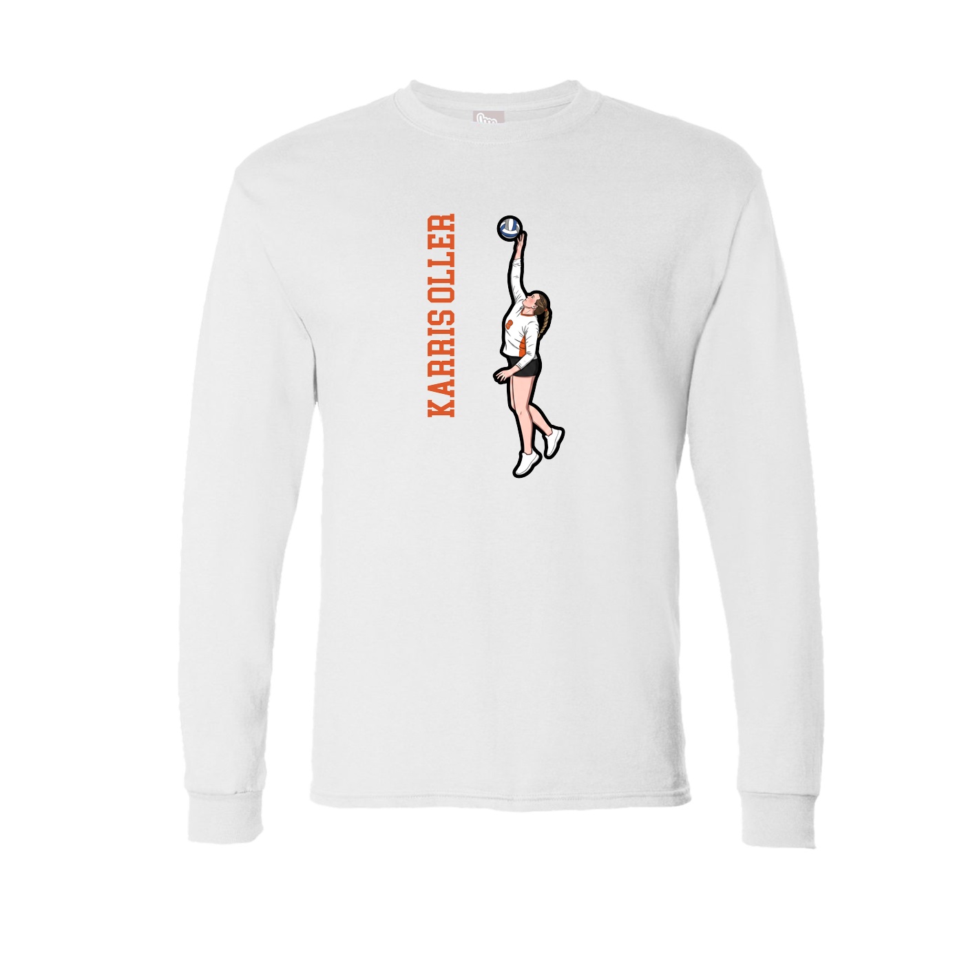 Long Sleeve Tee — Name Vertical in White