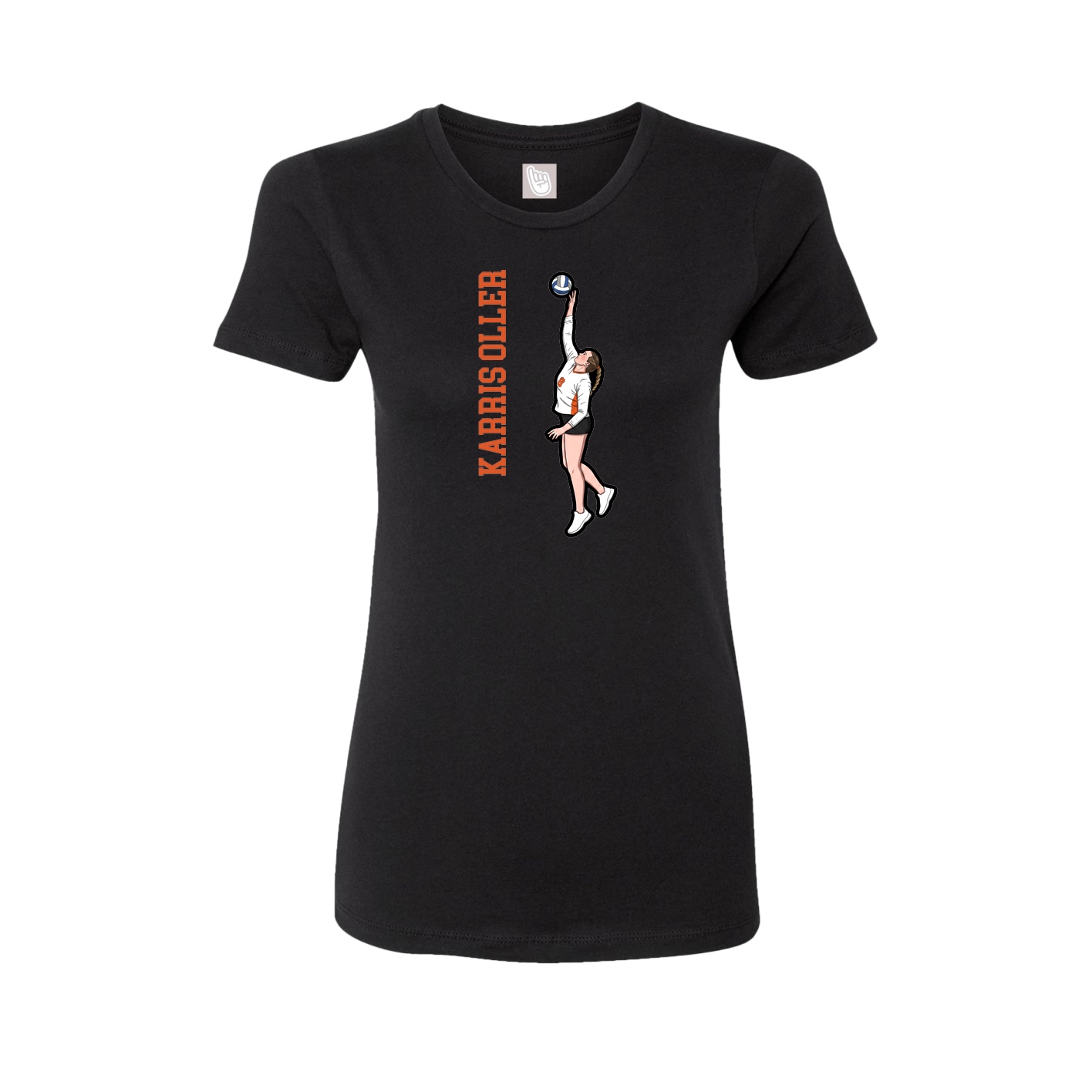Fitted Women's Tee — Name Vertical in Black