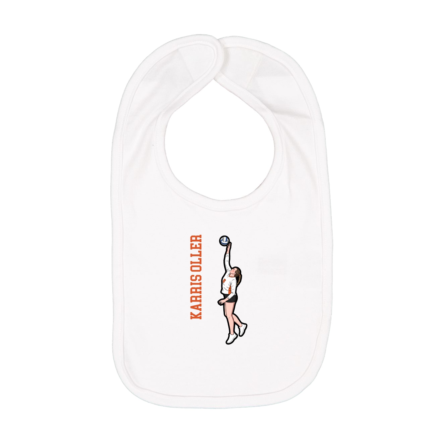 Infant Bib — Name Vertical in White