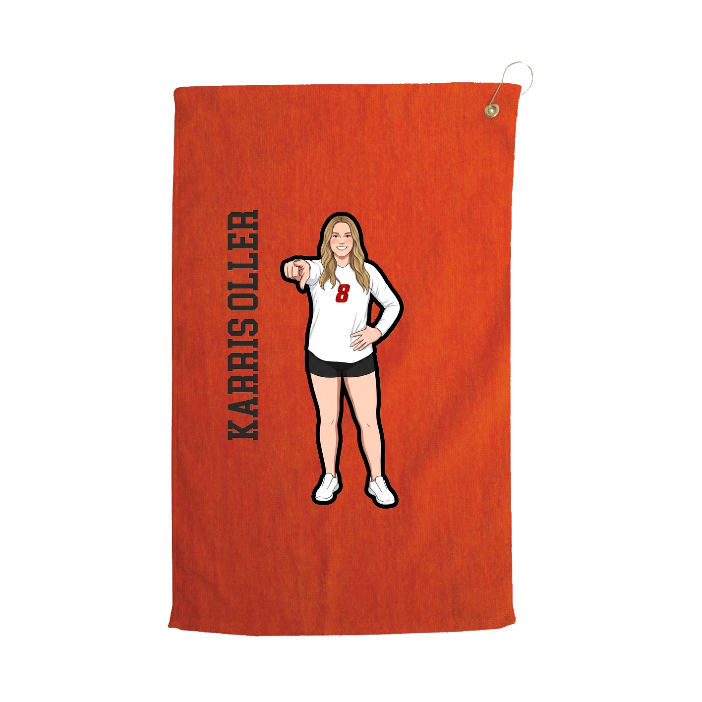 Golf Towel — Name Vertical in Orange