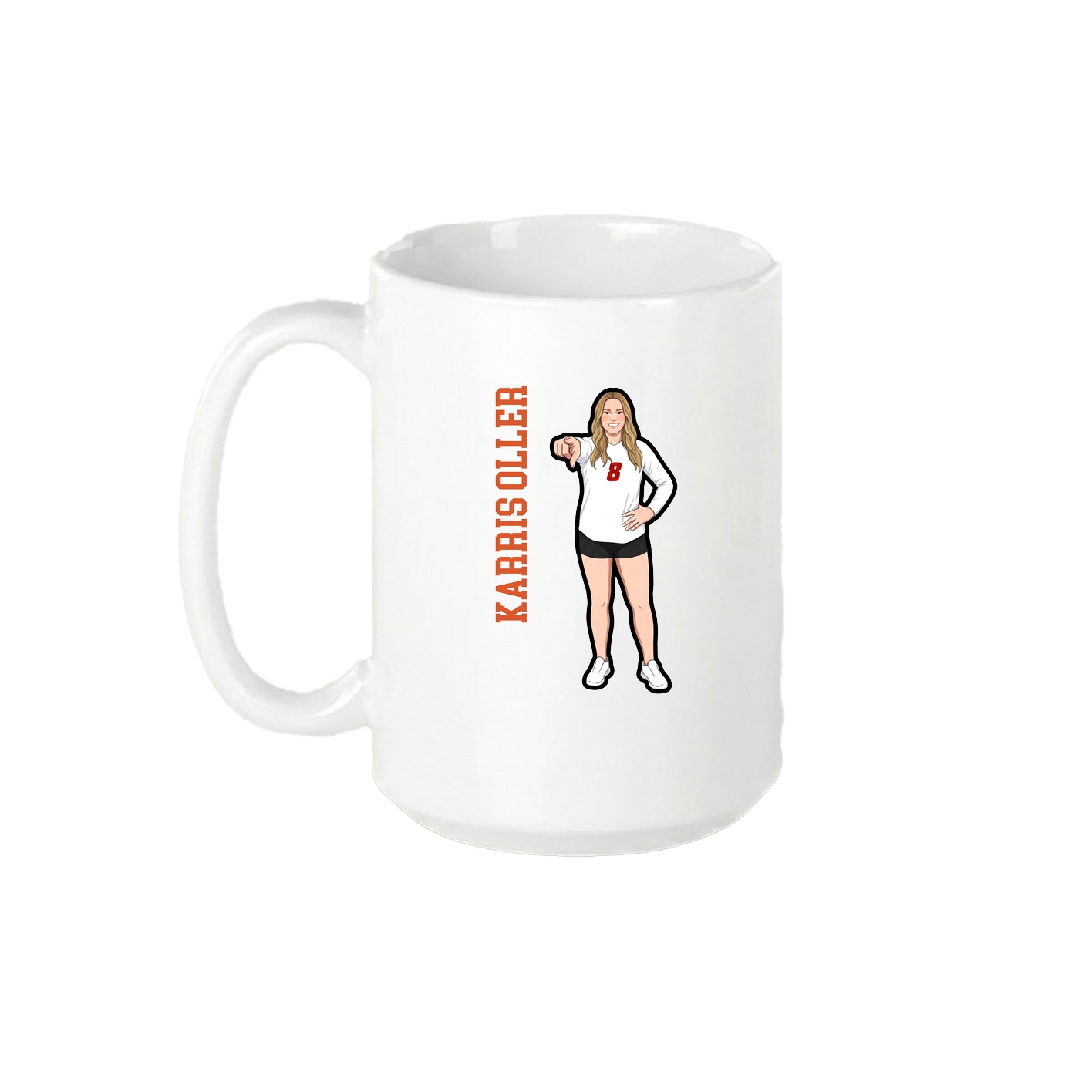 15oz Coffee Mug — Name Vertical in White