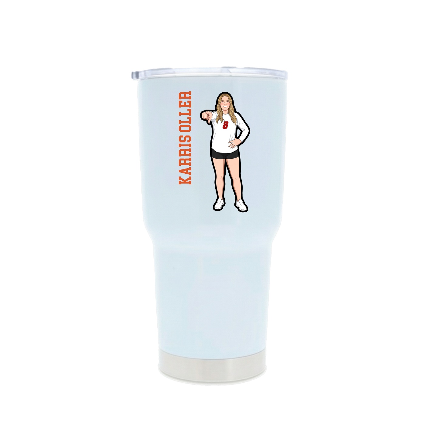 30oz Stainless Steel Tumbler — Name Vertical in White