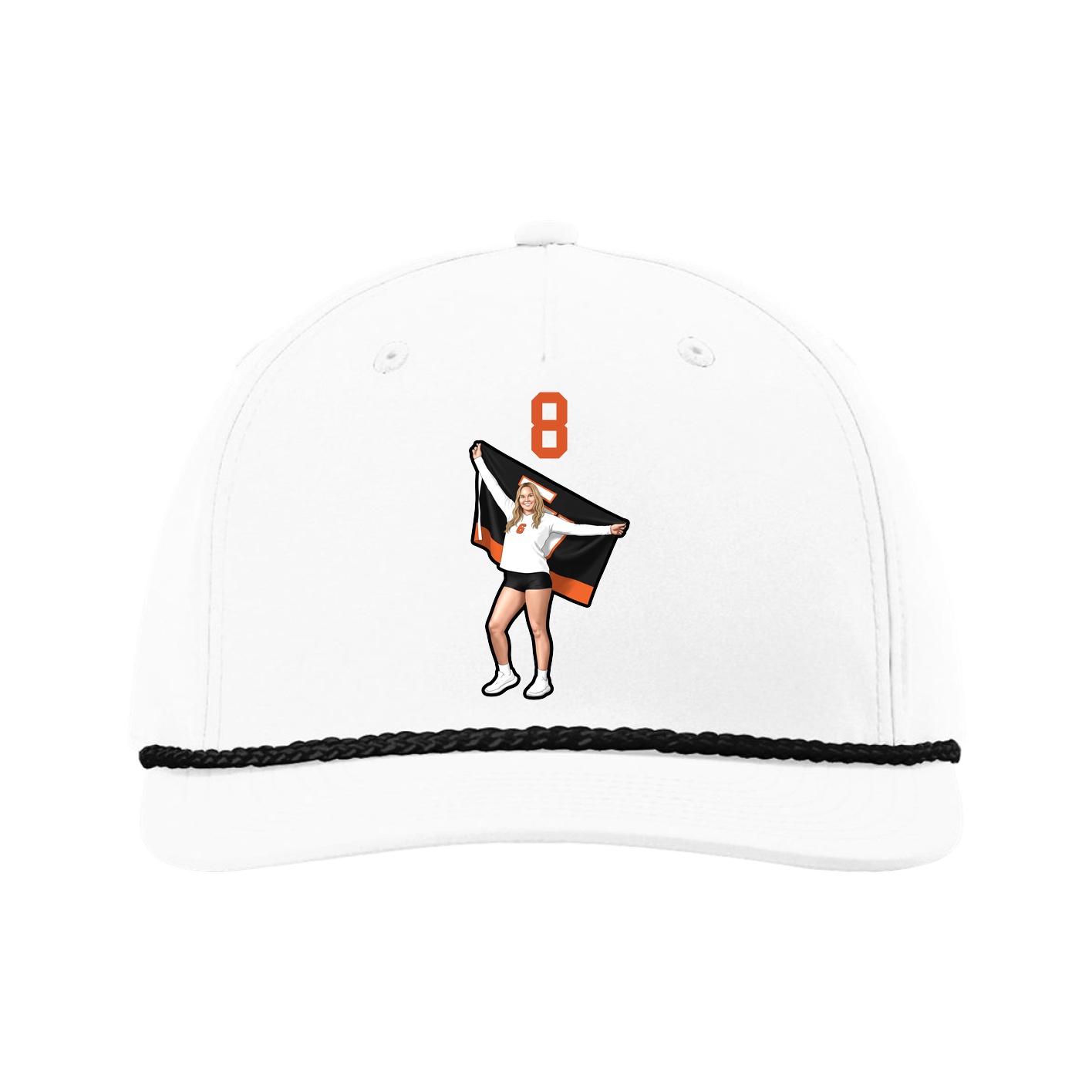 Five-Panel Classic Rope Cap — Number Top in White
