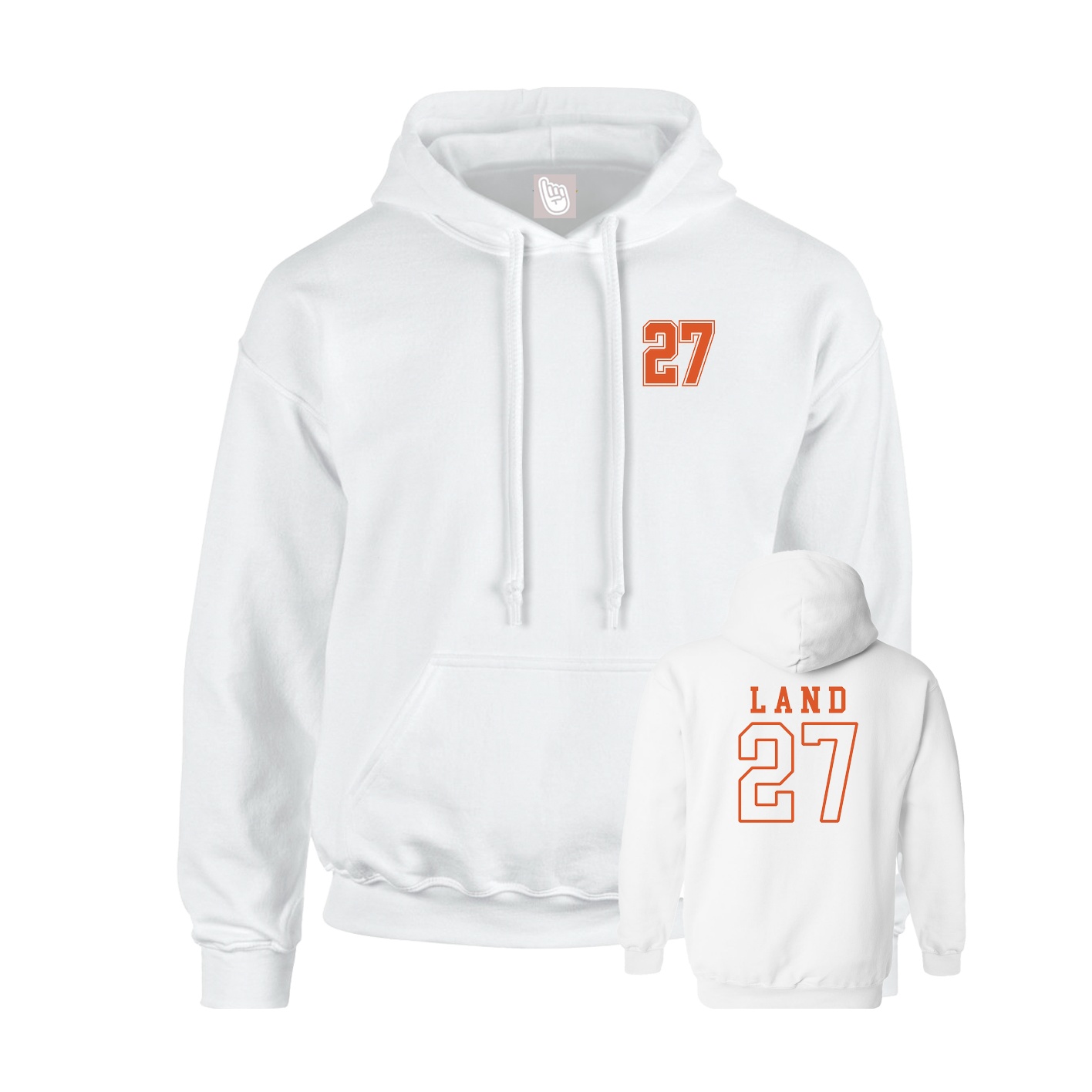 Youth Hoodie — Chest Back in White
