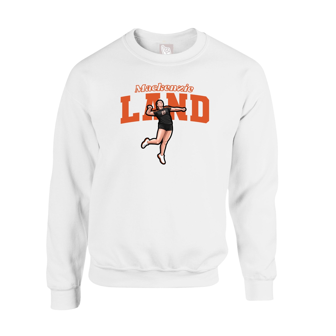 Fleece Crew — Name Arch in White
