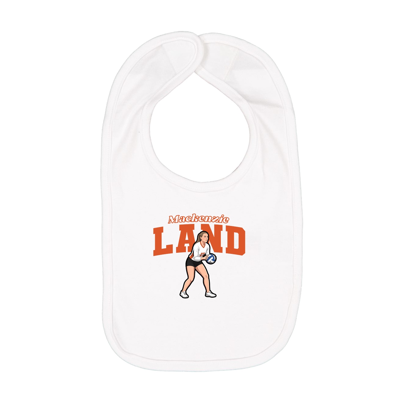 Infant Bib — Name Arch in White