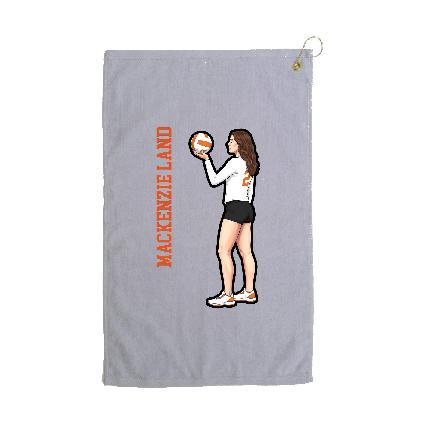 Golf Towel — Name Vertical in Grey