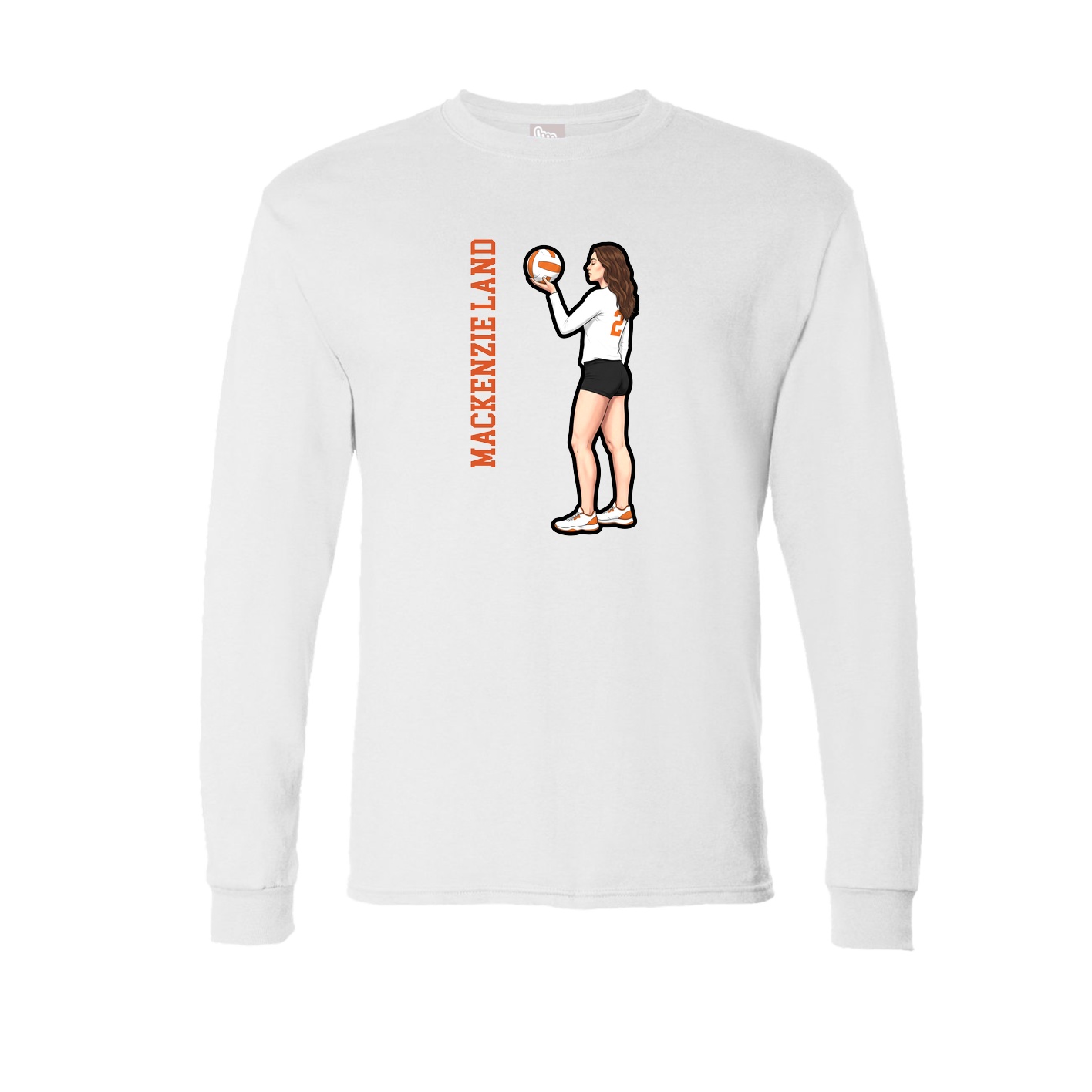 Long Sleeve Tee — Name Vertical in White