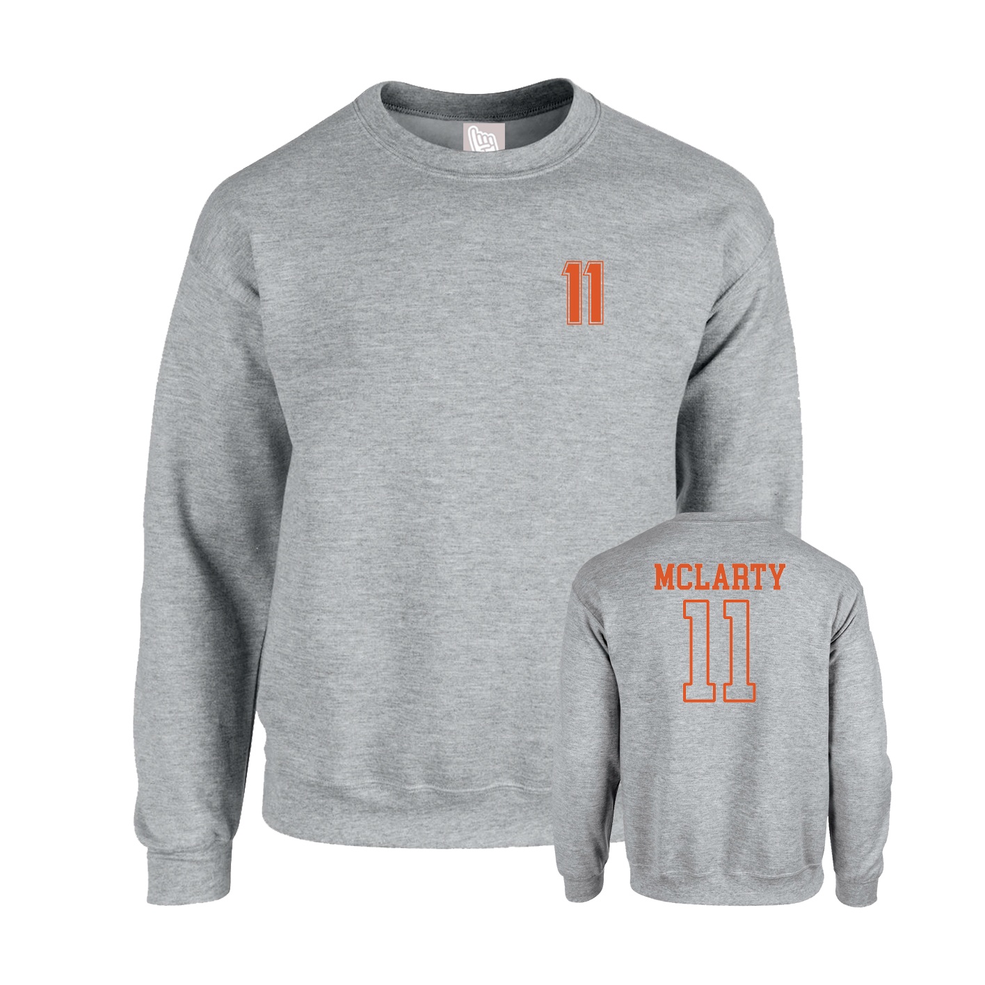 Fleece Crew — Chest Back in Grey
