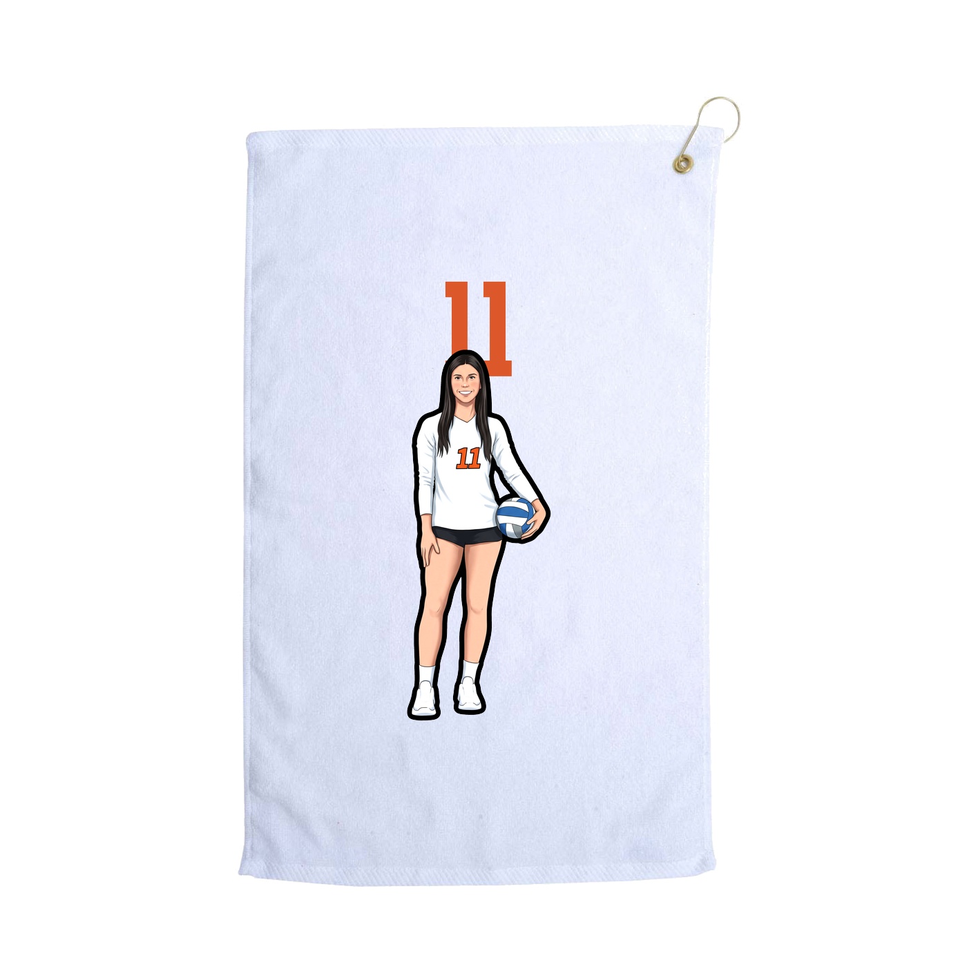 Golf Towel — Number Top in White