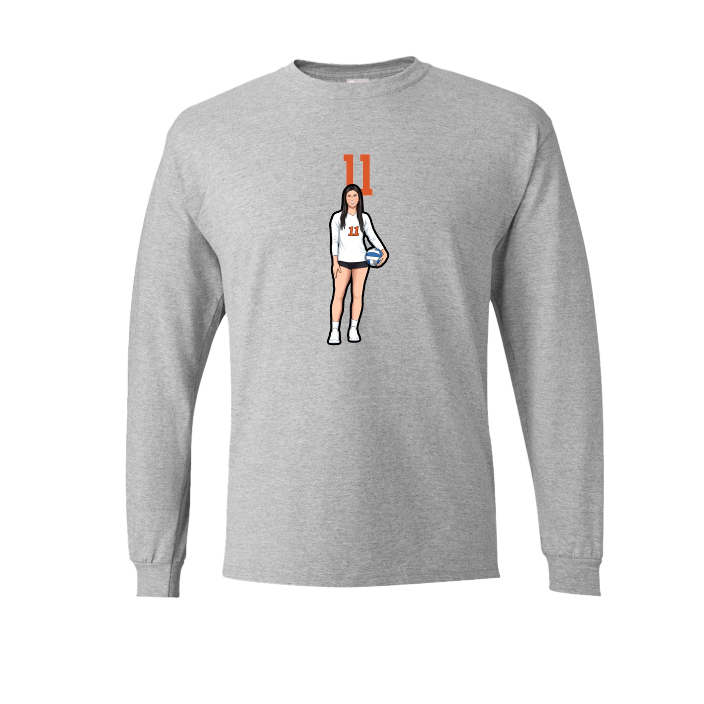 Long Sleeve Tee — Number Top in Grey
