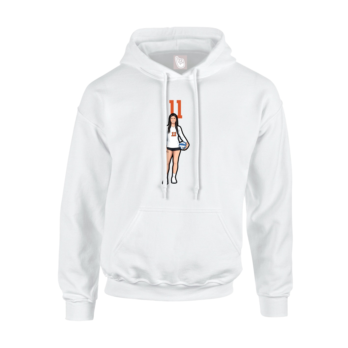 Youth Hoodie — Number Top in White