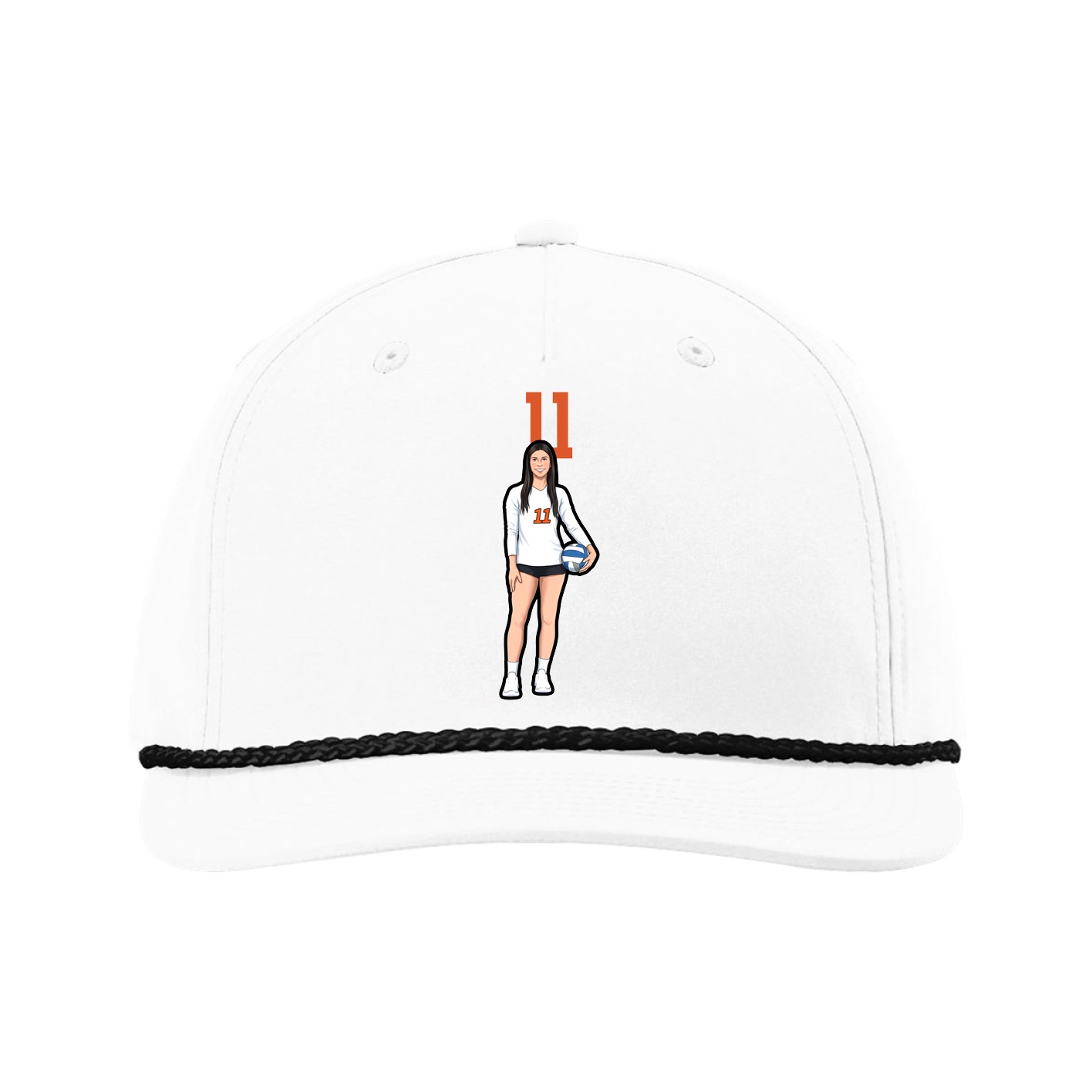 Five-Panel Classic Rope Cap — Number Top in White