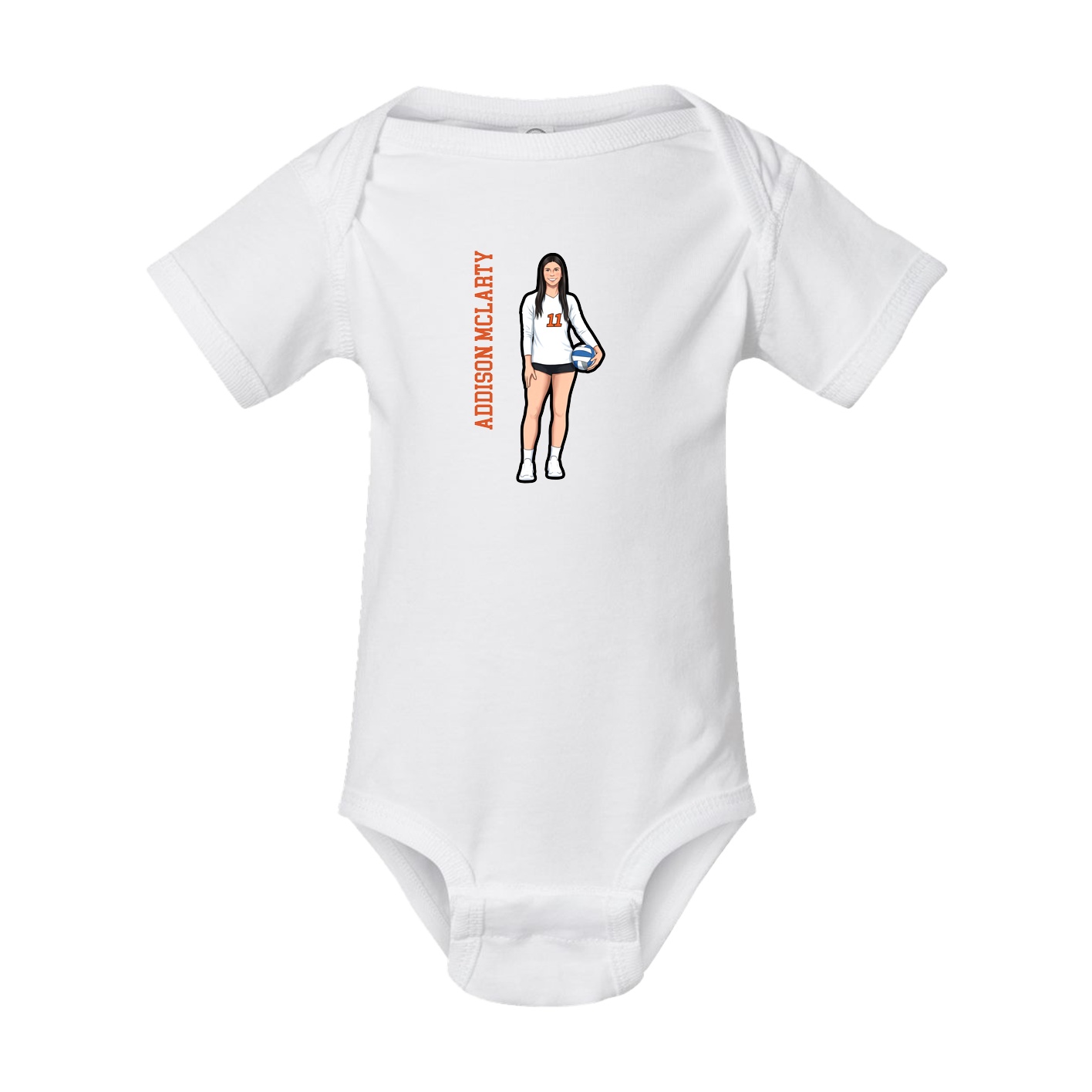 Baby Onesie — Name Vertical in White