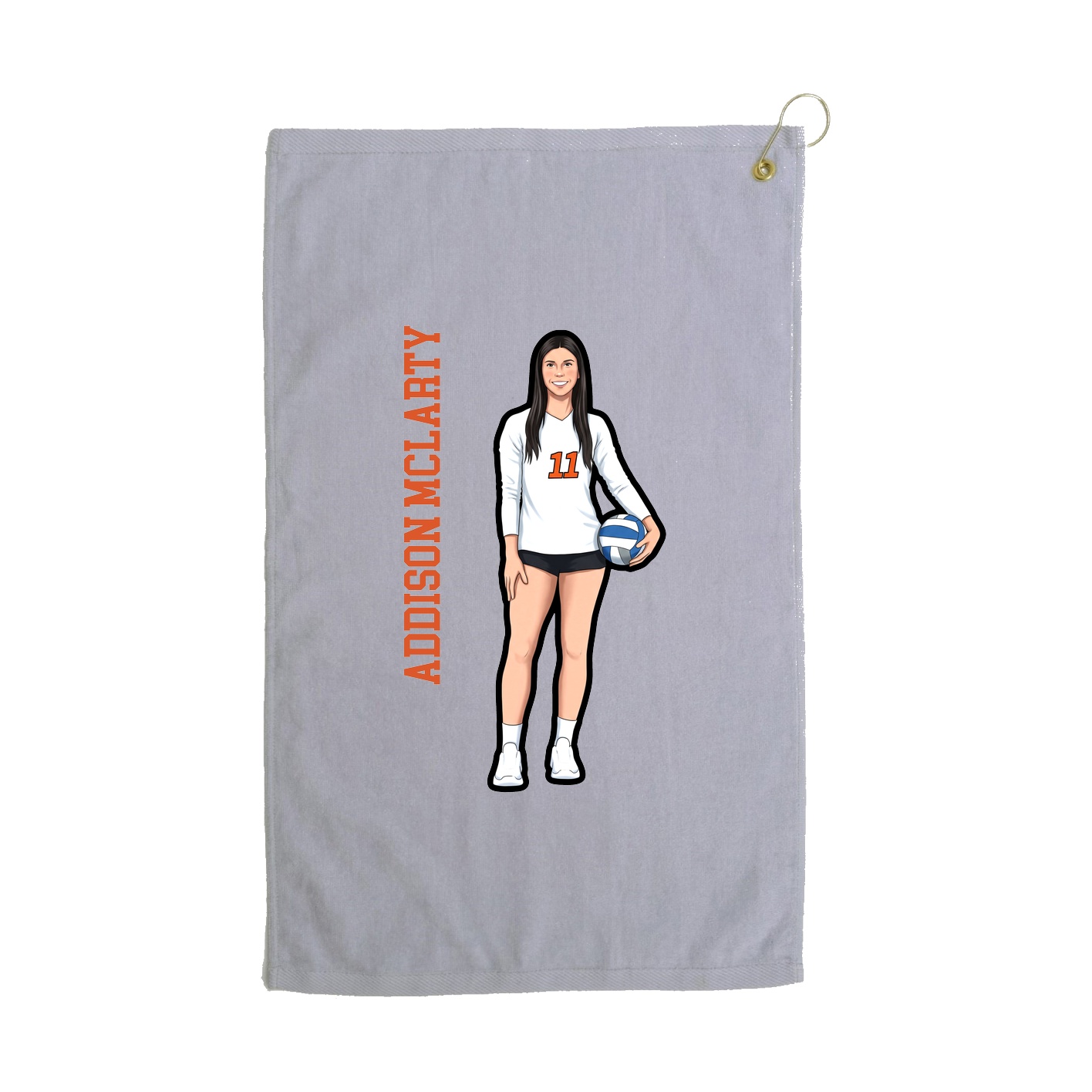 Golf Towel — Name Vertical in Grey