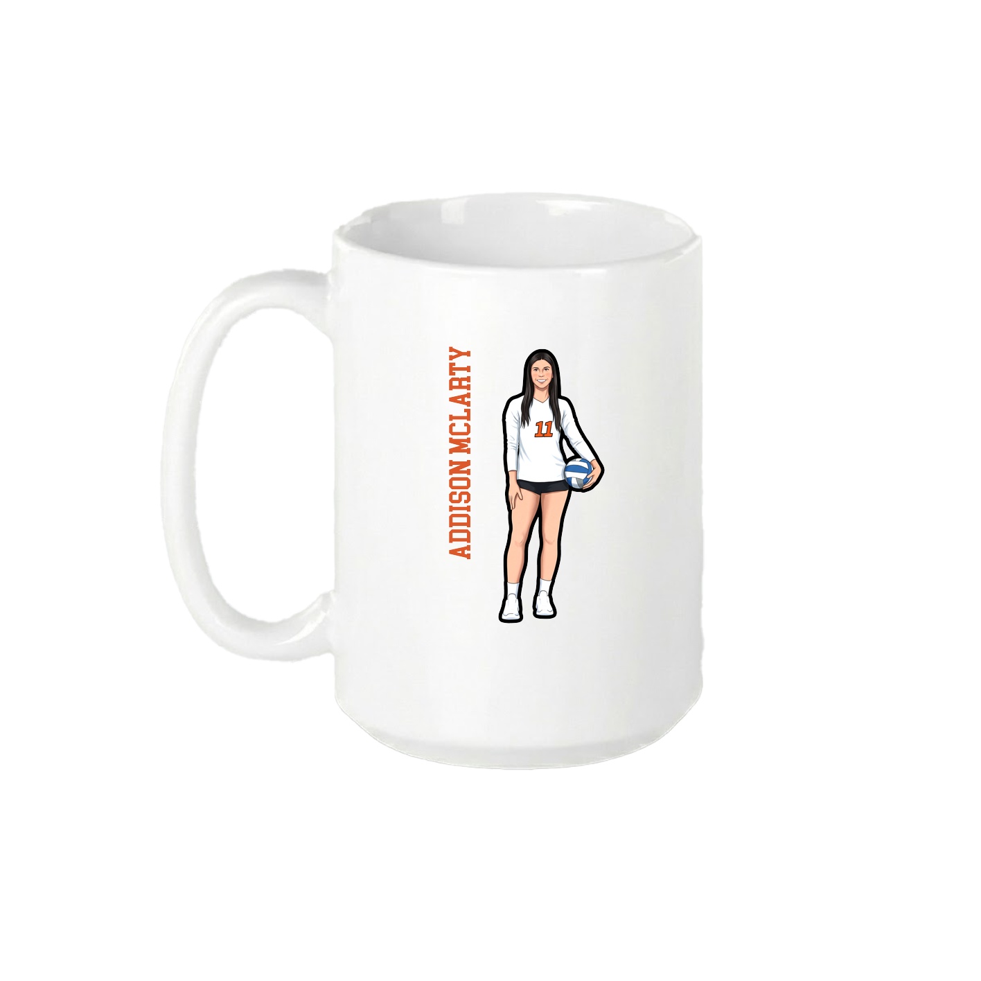 15oz Coffee Mug — Name Vertical in White