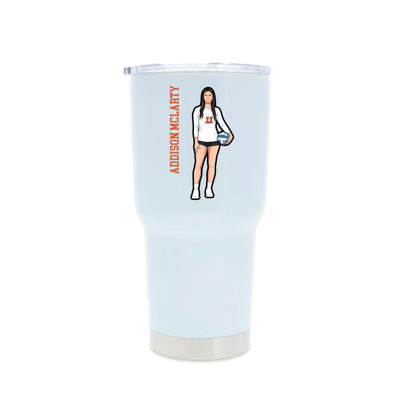 30oz Stainless Steel Tumbler — Name Vertical in White
