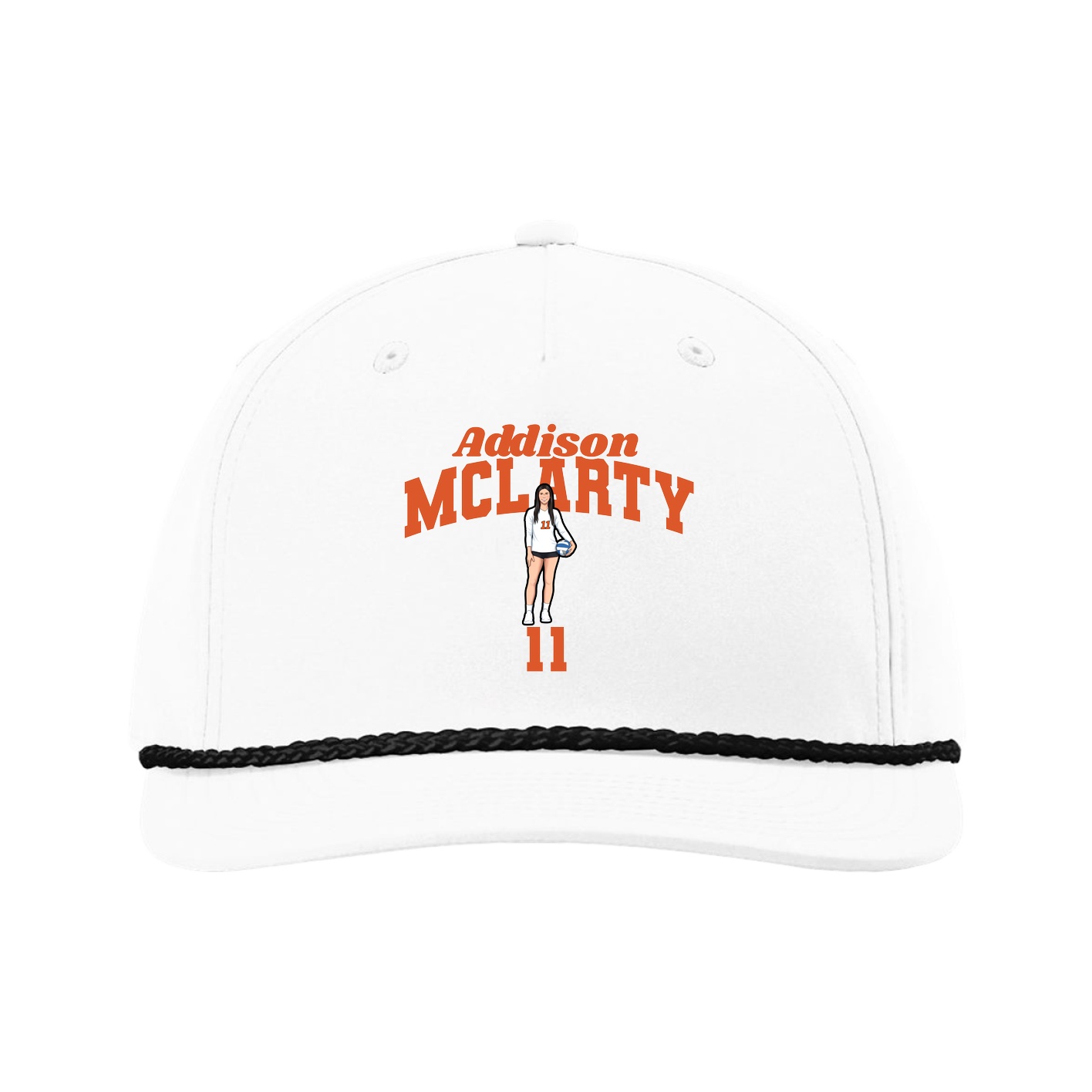 Five-Panel Classic Rope Cap — Signature Arch in White