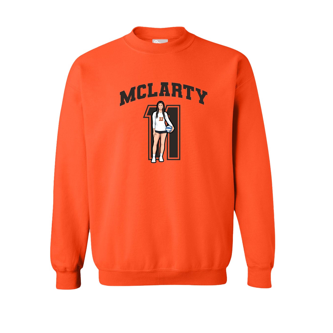 Fleece Crew — Number in Orange