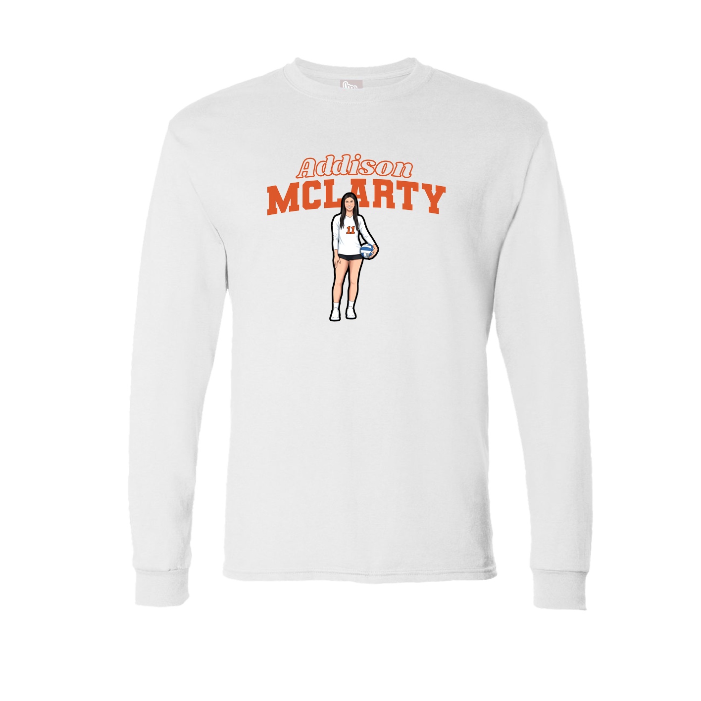 Long Sleeve Tee — Name Arch in White