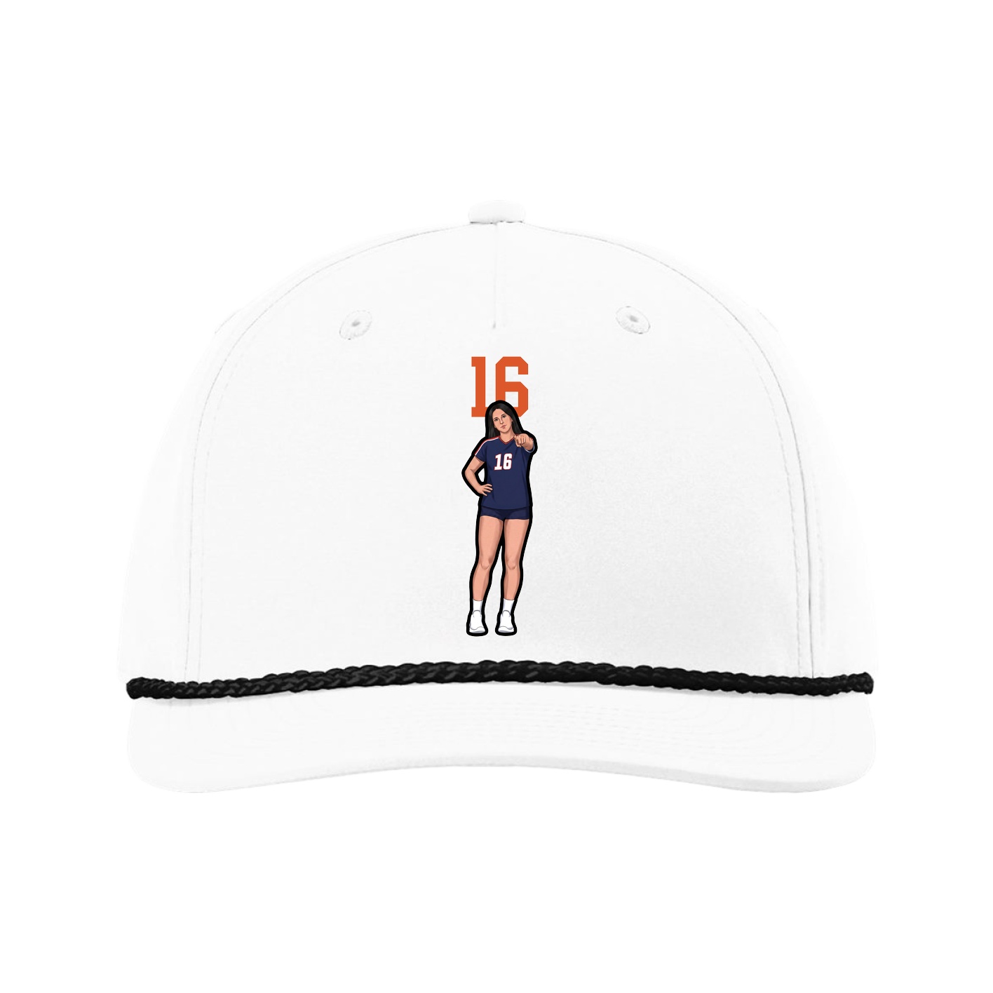Five-Panel Classic Rope Cap — Number Top in White